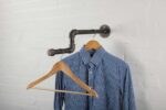 wall mounted industrial steel pipe clothes rail