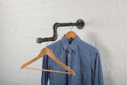 wall mounted industrial steel pipe clothes rail