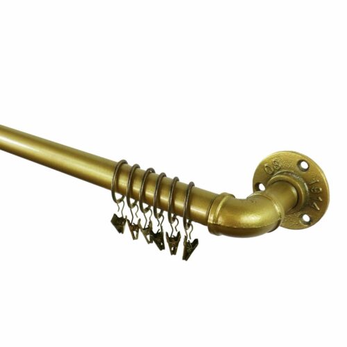 Elbow industrial pipe curtain pole angle left close up powder coated pipedreamfurniture