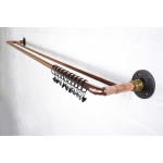 Double curtain rail made from copper industrial pipe