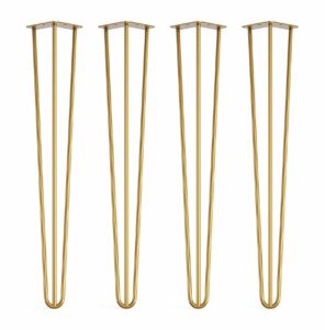 Gold steel hairpin legs table chair x 4