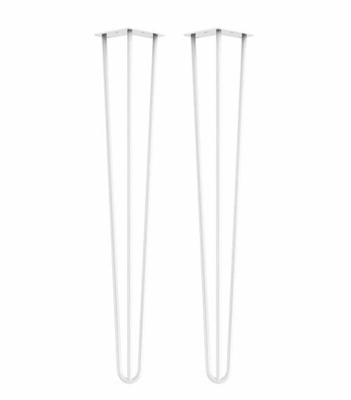 White steel hairpin legs table chair