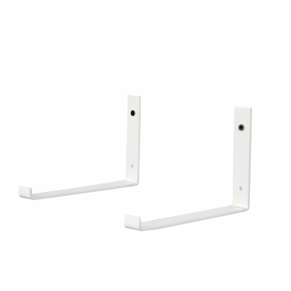 Reverse lip shelf bracket industrial style white pair angle left