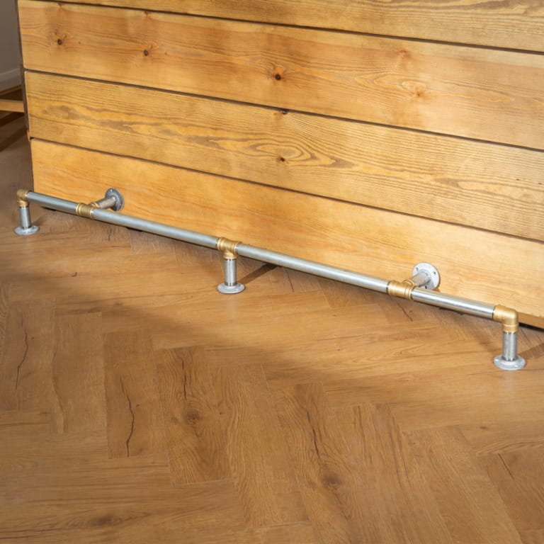 Bar/Kitchen-Foot-Rail-Industrial-Silver-Steel-&-Brass-Pipe-Style-6