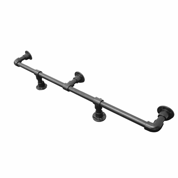 industrial black raw steel pipe bar kitchen foot rail industrial style