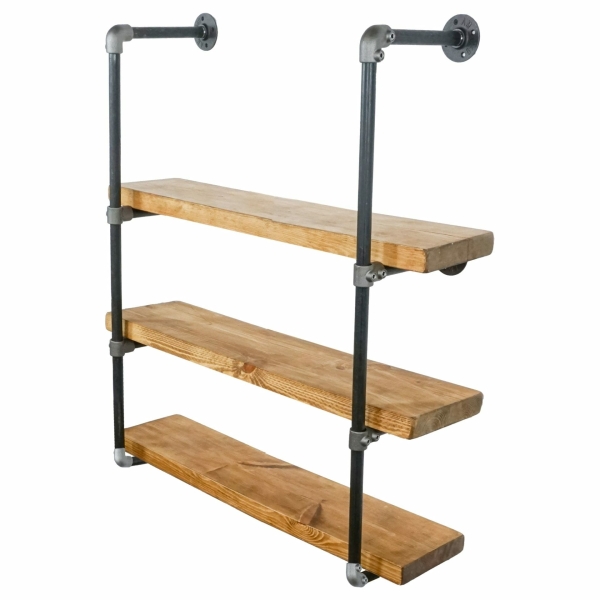 industrial steel reclaimed wood shelving unit