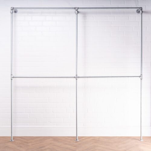 Four-Square-Full-Height-Clothing-Rail-Industrial-Silver-Pipe-Style-2