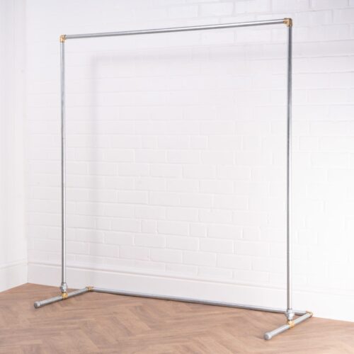 Free-Standing-Walk-In-Clothing-Rail-Industrial-Silver-and-Brass-Pipe-Style-6