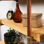 Floor-Mounted-Shelving-Unit-With-Reclaimed-Wooden-Shelves-Thick-Copper-Pipe-and-Brass-Style-6
