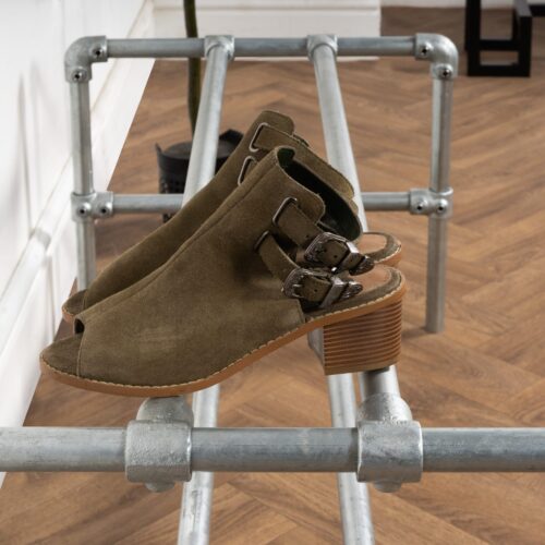 Two-Tiered-Shoe-Rack -Industrial-Silver-Key-Clamp-Pipe-Style-2