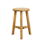 Tall Traditional Rustic Round Barn Stool | Reclaimed Antique Elm