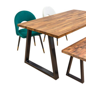 Solid Walnut Dining Table with Chunky Trapezium Box Style Legs | Solid Walnut Style