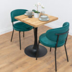 Black-round-tapered-cafe-&-bistro-table-solid-oak-style-2