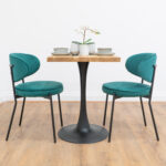 Black-round-tapered-cafe-&-bistro-table-solid-oak-style-4