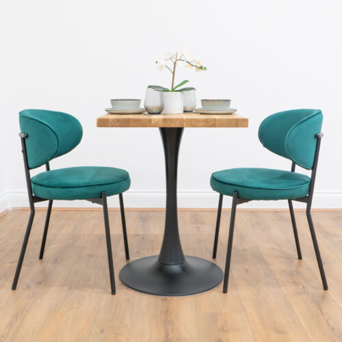 Black-round-tapered-cafe-&-bistro-table-solid-oak-style-4
