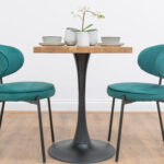Black-round-tapered-cafe-&-bistro-table-solid-oak-style-5