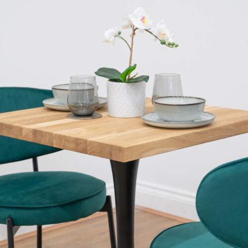 Black-round-tapered-cafe-&-bistro-table-solid-oak-style-6