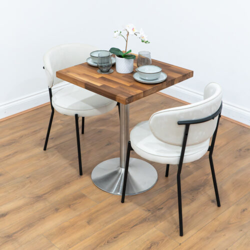 Silver-round-cafe-&-bistro-table-solid-walnut-style-2